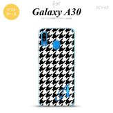 SCV43 Galaxy A30 SCV43 スマホケース ソフト カバー 千鳥 格子 大 黒 白 +アルファベット nk-scv43-tp928i