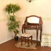 チェア 椅子 収納 鏡台 アンティーク 調 ブラウン 木製 高級 マホガニー材 PALMA ロココ 幅87cm コンソール ドレッサー スツール 付 姫系 猫脚 ヨーロピアン 輸入家具 オシャレ クラシック かわいい 北欧 新生活
