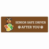 カーサイン 高齢者マーク SENIOR SAFE DRIVER エアデールテリア ステッカー シール 長方形 15x5cm 肉球 日本製 車