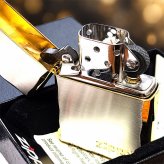 ZIPPO アーマー ジッポライター おしゃれ 重厚 ジッポロゴ シルバーサテン＆ゴールド 両面コーナー彫刻 金銀 シンプル ギフト メンズ プレゼント