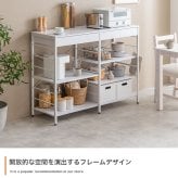 食器棚 キッチン収納 キッチンラック 約幅120cm ホワイト 白 ナチュラル ブラウン キッチンカウンター ロータイプ 大型レンジ対応 レンジラック 一人暮らし キッチンボード スリム 便利 家電収納 キッチンワゴン 収納 ：