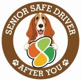 カーサイン 高齢者マーク SENIOR SAFE DRIVER バセットハウンド ステッカー シール 直径13cm 肉球 日本製 車