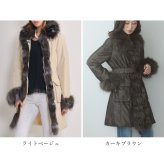 ファー付きコート コート フォックス トリミング ベルト付き レディース 中綿入り シルバーフォックス 冬 アウター レディースコート 中綿コート フォックスファー リアルファー 秋 冬 ギフト プレゼント 6F (02000073r)
