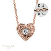 ハワイアンジュエリー ダイヤモンド ピンクゴールド ネックレス ハート 14K K14ピンクゴールド 一粒ダイヤモンド 鑑定書付 14k カットあずきチェーン太0.9mm ギフトラッピング可能 彼女 妻 女性 レディース プレゼント ハロウィン 【品番：CG-GP103R-CH123】