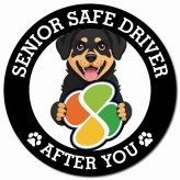 カーサイン 高齢者マーク SENIOR SAFE DRIVER ロットワイラー マグネット 強力 直径13cm 肉球 日本製 車 ステッカー