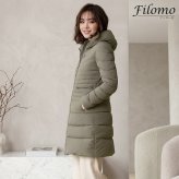 ストレッチ ダウンコート レディース 軽量 4WAY ストレッチ生地 ダウン90% Filomo スタンドカラー カーキグレー/ブラック 9号/11号/13号/15号 秋冬 暖かい 50代 40代 30代 ギフト プレゼント 6F (08000155r)