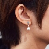 ［pearl612］7.5mm - 8mm ホワイトピンク 半貴石 ピアス あこや真珠