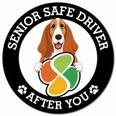 カーサイン 高齢者マーク SENIOR SAFE DRIVER バセットハウンド マグネット 強力 直径13cm 肉球 日本製 車 ステッカー