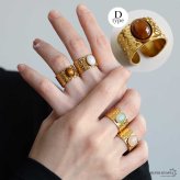 ステンレス 一粒ワイドリング 4タイプ 大粒ストーンリング 18KGP ゴールド gold 槌目 幅広 オープンリング フリーサイズ レディース 女性 指輪 金属アレルギー対応
