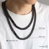 純チタン製 軽い ダブル喜平チェーンネックレス 喜平ネックレス 6面カット チタンネックレス ブラック アンティークシルバー つや消し マット 50cm 60cm メンズ 男性 金属アレルギー対応