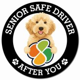 カーサイン 高齢者マーク SENIOR SAFE DRIVER オーストラリアンラブラドゥードル マグネット 強力 直径13cm 肉球 日本製 車 ステッカー