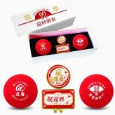GOLGOLオリジナル 還暦祝い ゴルフボール2球＋マーカー台座セット 赤ボール 60歳 還暦プレゼント 父の日 ゴルフギフト ラッピング・のし付き