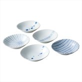 美濃焼 染付幾何紋 楕円皿5客揃 31063  内祝 内祝い お祝 御祝 記念品 出産内祝い プレゼント 快気祝い 粗供養 引出物