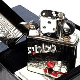 ZIPPO ライター ニューヨーク ジッポ 重厚立体メタル スクーター レッド 両面加工 おしゃれ シルバー レディース ギフト FOOD LOVER CLUB アメリカ NEW YORK かわいい 彫刻 メンズ 銀 プレゼント