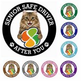 カーサイン 高齢者マーク SENIOR SAFE DRIVER アメリカンカール ステッカー シール 直径13cm 肉球 日本製 車