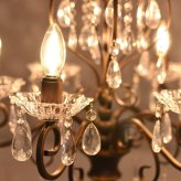 照明 ライト シャンデリア LED電球付き 6灯 茶 ブラウン 簡単取り付け アンティーク シーリング付き オールドブリテン お手軽 天井 エレガント シック おしゃれ 6畳 ダイニング リビング ヨーロピアン か 新築祝い 引越し祝い