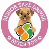 カーサイン 高齢者マーク SENIOR SAFE DRIVER ボーダーテリア ステッカー シール 直径13cm 肉球 日本製 車
