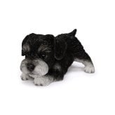 犬の置物 woobia ウービア かまえるシュナウザー 黒白 小 子犬 10cm 手のひらサイズ リアル動物オーナメント イギリス職人手彩色 玄関 デスク インテリア 縁起物 誕生日 お礼 退職祝い 新築祝い お祝い ギフト プレゼント かわいい