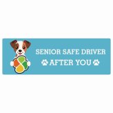 カーサイン 高齢者マーク SENIOR SAFE DRIVER ジャックラッセルテリア ステッカー シール 長方形 15x5cm 肉球 日本製 車