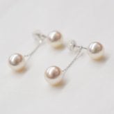 あこや真珠ピアス 7.5mm - 8mm 花珠級 ホワイトピンク ダブルパール ピアス あこや真珠 チャーム