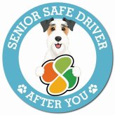 カーサイン 高齢者マーク SENIOR SAFE DRIVER ワイヤーフォックステリア マグネット 強力 直径13cm 肉球 日本製 車 ステッカー