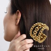ステンレス つぶつぶ 3連イヤーカフ シンプル メタルイヤーカフ ライン 重ね付け風 ゴールド 18KGP 片耳1点 可愛い プチプラ 耳の穴不要 痛くない レディース 女性 金属アレルギー対応フェイクピアス ノンホール イヤリング