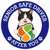 カーサイン 高齢者マーク SENIOR SAFE DRIVER 黒白（ハチワレ） ステッカー シール 直径13cm 肉球 日本製 車