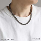 チタン製 軽い ウィートチェーンネックレス 高密度 チタンネックレス 幅7mm シルバー 燻し風加工 つけっぱなし メンズ 男性 金属アレルギー対応