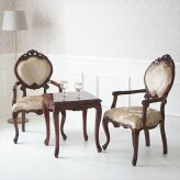 テーブル 姫系 カフェ チェア 2人 ジュリア 幅53cm ３点セット ブラウン アンティーク調 ロココ調猫脚 ヨーロピアン 輸入家具 オシャレ ティー クラシック 新生活