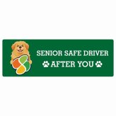 カーサイン 高齢者マーク SENIOR SAFE DRIVER チベタンマスティフ ステッカー シール 長方形 15x5cm 肉球 日本製 車