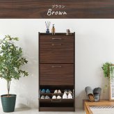 収納家具 ラック シューズ 靴箱 幅62cm 奥行24cm 高さ136.5cm 3段タイプ 最大18足収納可能 引出し 玄関収納 下駄箱 シューズボックス 靴入れ スリム 省スペース スリッパ収納 木目 収納 大容量 棚