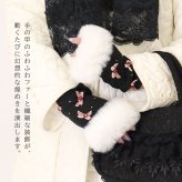 手袋 レディース かわいい おしゃれ 暖かい 冬 防寒 あったか スマホ対応 ファー キラキラ パーツ リボン 薔薇 バラ ブラック プレゼント【LALUICE ラルイス】