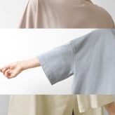 【NARU ナル】コットン デラヴェジャージー ワイド シャツ / カットソー (654202)レディース 秋 冬 7分袖 七分袖 5分袖 無地 ボートネック ゆったり 体型カバー シンプル ナチュラル カジュアル きれいめ 黒 日本製 60代 50代 40代