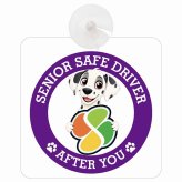 カーサイン 高齢者マーク SENIOR SAFE DRIVER ダルメシアン 車内用 吸盤タイプ 収れん火災防止タイプ 肉球 日本製 車 ステッカー