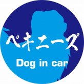 Dog in car ドッグインカー ステッカー カーステッカー ペキニーズ 毛筆書体 ブルー シール 煽り運転対策 カーサイン