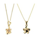 ゴールド ネックレス ハワイアンジュエリー ネックレス イエローゴールド ネックレス 14K 14Kネックレス プルメリア ダイヤモンド ジルコニア K10 10Kあずきチェーン太0.7mm ギフトラッピング可能 彼女 妻 女性 レディース プレゼント ハロウィン 【品番：CG-GP109】