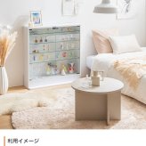 収納家具 ラック 段差式 コレクションボードコレクションケース コレクション収納 キュリオケース コレクション 展示棚 展示ケース ガラス棚 背面ミラー フィギュア 完成品 木製 木目調 ブラウン ホワイト 幅80cm×奥行24cm×高さ81.2cm