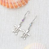 ハワイアンジュエリー ゴールド ピアス ホヌ ホワイトゴールド ピアス 誕生石 選べる フックピアス 揺れる 片耳(1個)購入可 K14 14K 20G ゲージ BY THE SEA バイザシー 彼女 妻 女性 レディース 誕生日 プレゼント ハロウィン 【品番：GE533W】