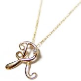 イニシャル ネックレス K18 ゴールド ダイヤモンド ネックレス 0.01ct 一粒 ダイヤ R 文字 ペンダント レディース アクセサリー 18金 華奢 シンプル 誕生日 プレゼント ギフト