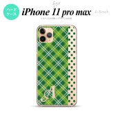 iPhone11ProMax iPhone11pro max スマホケース ハードケース タータン ドット 緑 +アルファベット メンズ レディース nk-i11pm-1533i