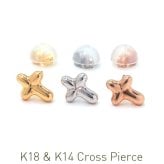 ピアス セカンドピアス つけっぱなし K18 K14 クロス 十字架 軸太0.65mm 長さ9mm 金属アレルギー 18金 片耳 1個売り ピンクゴールド ホワイトゴールド スタッドピアス プレゼント