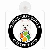 カーサイン 高齢者マーク SENIOR SAFE DRIVER ウエストハイランドホワイトテリア 車内用 吸盤タイプ 収れん火災防止タイプ 肉球 日本製 車 ステッカー