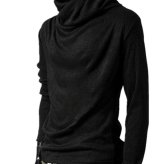 （メール便）秋新作長袖シャツ メンズ Tシャツ ロンT タートルネック カジュアル トップス アフガンネック ドレープ キレイめ ストレッチ