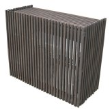 モダンエアコン室外機カバー 幅110cm 送料無料 大型エアコン対応 簡単組立 日よけ 省エネ 排熱 節電 節約 棚 屋外 目隠し 木製 天然木 庭 ベランダ バルコニー おしゃれ ナチュラル スタイリッシュ ダークブラウン ホワイト