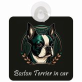 Boston Terrier ボストンテリア Bタイプ 車 窓ガラス 吸盤タイプ 犬 かっこいい おしゃれ イラスト付 DOG IN CAR ドッグインカー ドッグオンボード 安全対策 セーフティサイン デコ 外出 ドライブ カーサイン 吸盤