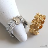 ステンレス ローレルリング 2カラー リーフリング 18KGP ゴールド gold シルバー ローリエ オープンリング フリーサイズ レディース 女性 指輪 金属アレルギー対応