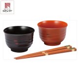 山中塗 根来 曙汁椀ペア 箸付 食器洗浄機対応 山中漆器 汁椀 食洗機対応 ペアセット【北海道・沖縄県・離島 配送不可】
