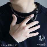 チタン製 軽い あずきチェーンネックレス 長小豆 マンテルネックレス チタンネックレス 幅7mm シルバー 燻し風加工 つけっぱなし メンズ 男性 金属アレルギー対応