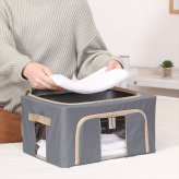 収納ボックス フタ付き 布 前開き 通販 窓付＆積み重ね収納ボックス 22L 衣類収納ボックス 収納ケース 窓付き収納ボックス 折りたたみ ファスナー ふた付き 蓋つき 収納 ボックス 奥行29cm 高さ20cm 収納用品 押入れ収納 収納家具 インテリア