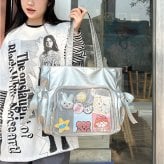 痛バッグ トートバッグ かわいい 大容量 通販 痛バック トートバック 痛バ 推し活バッグ 推し活バック トート 手提げ 肩掛け 鞄 かばん カバン バッグ バック クリアポケット ポケット 透明ポケット リボン 可愛い 大きい 大きめ 大人 レディース 通学